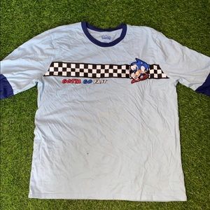 Sonic The Hedgehog T-shirt long sleeve racing tee with a black stain pre-owned